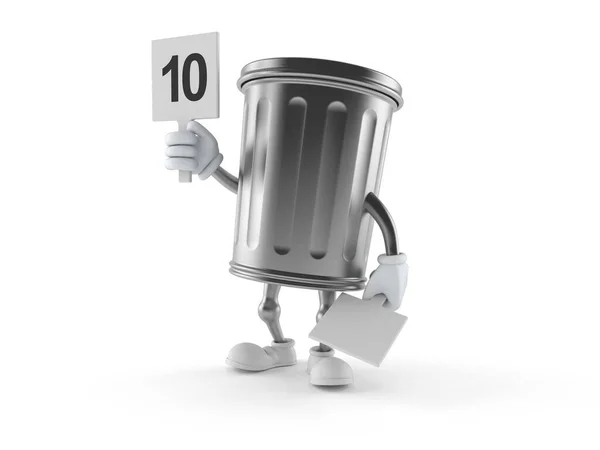 Персонаж мусорного бака с номером рейтинга — стоковое фото