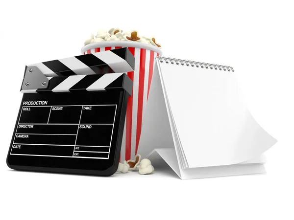 Popcorn et clapboard avec calendrier vierge — Photo