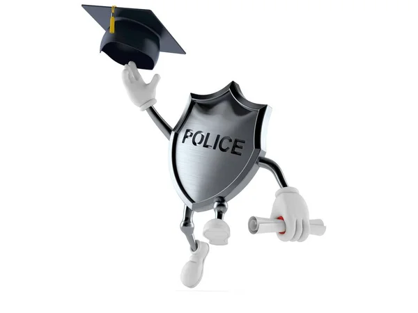 Персонаж полицейского жетона бросает миномётную доску — стоковое фото