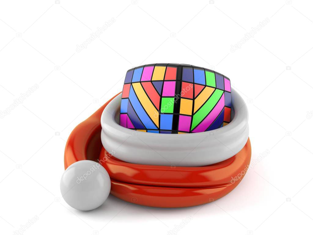 Toy puzzle inside santa hat