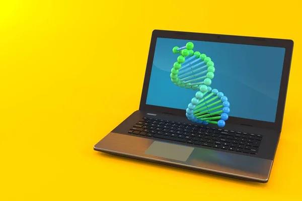 Dna mit laptop — Stockfoto