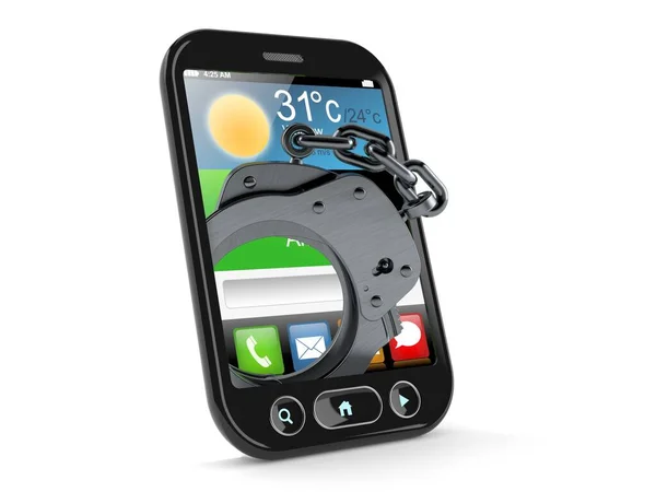 Handcuffs inside smartphone — Stock Photo, Image