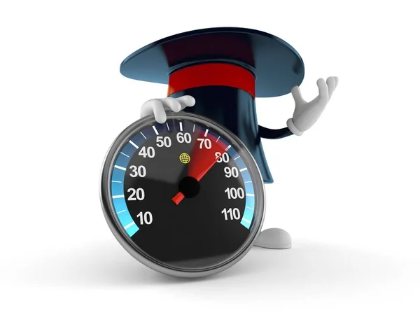 Magic hat character with speed meter — Stock Photo, Image