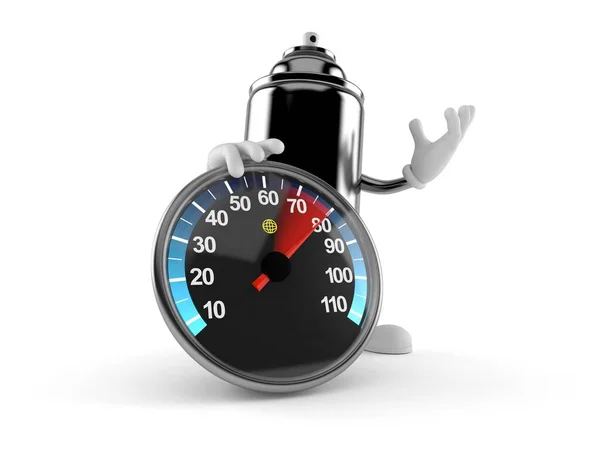 Spray can character with speed meter — Stock Photo, Image