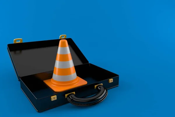 Traffic cone inside black briefcase — Stock Photo, Image