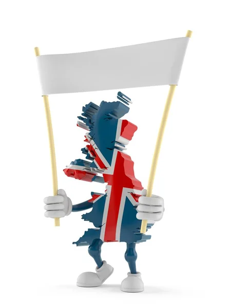 UK karakter met blanco banner — Stockfoto