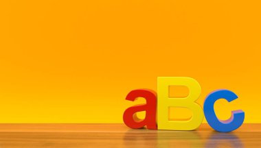 Turuncu arkaplanda Abc metni