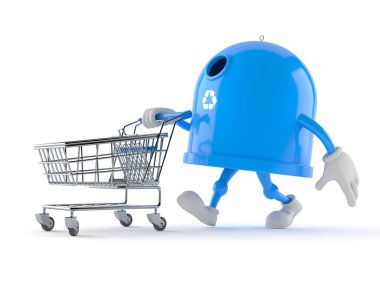 Alışveriş arabalı çöp kutusu karakteri