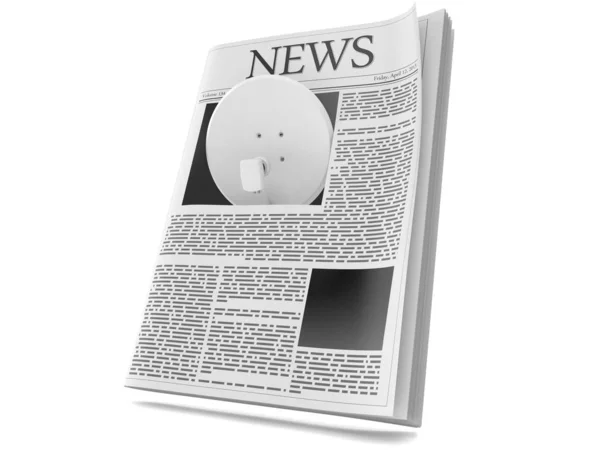 Satellite dish inside newspaper — Stock Photo, Image