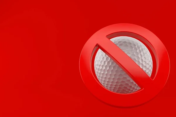 Bola de golfe com símbolo proibido — Fotografia de Stock