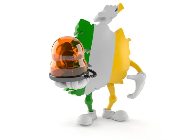 Ireland character holding emergency siren