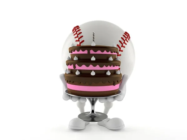 Μπέιζμπολ χαρακτήρα κρατώντας τούρτα — Φωτογραφία Αρχείου