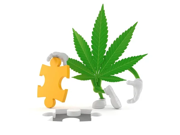 Cannabis karakter met legpuzzel — Stockfoto