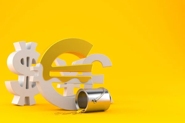 Symbole de devise Euro avec peinture dorée — Photo