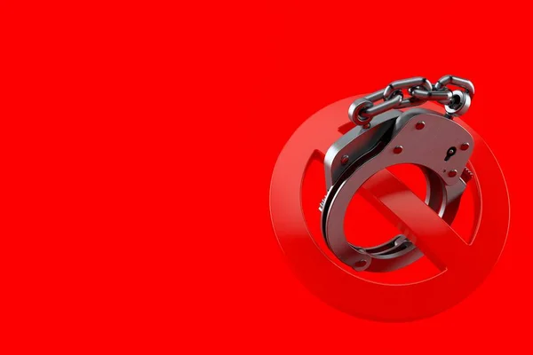 Handcuffs with forbidden symbol — Stock Photo, Image