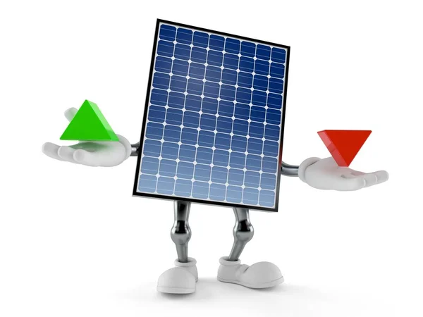 Photovoltaic panel character with up and down arrow — 스톡 사진