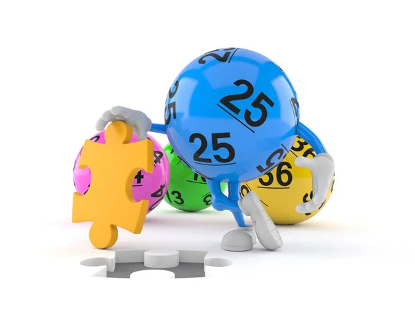 Lotto personaje de la bola con rompecabezas — Foto de Stock