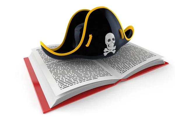 Sombrero Pirata Con Libro Abierto —  Fotos de Stock