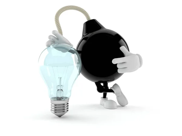 Personaggio bomba con lampadina — Foto Stock