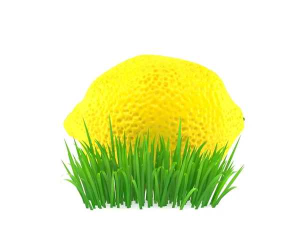 Lemon on grass — Stock Photo, Image
