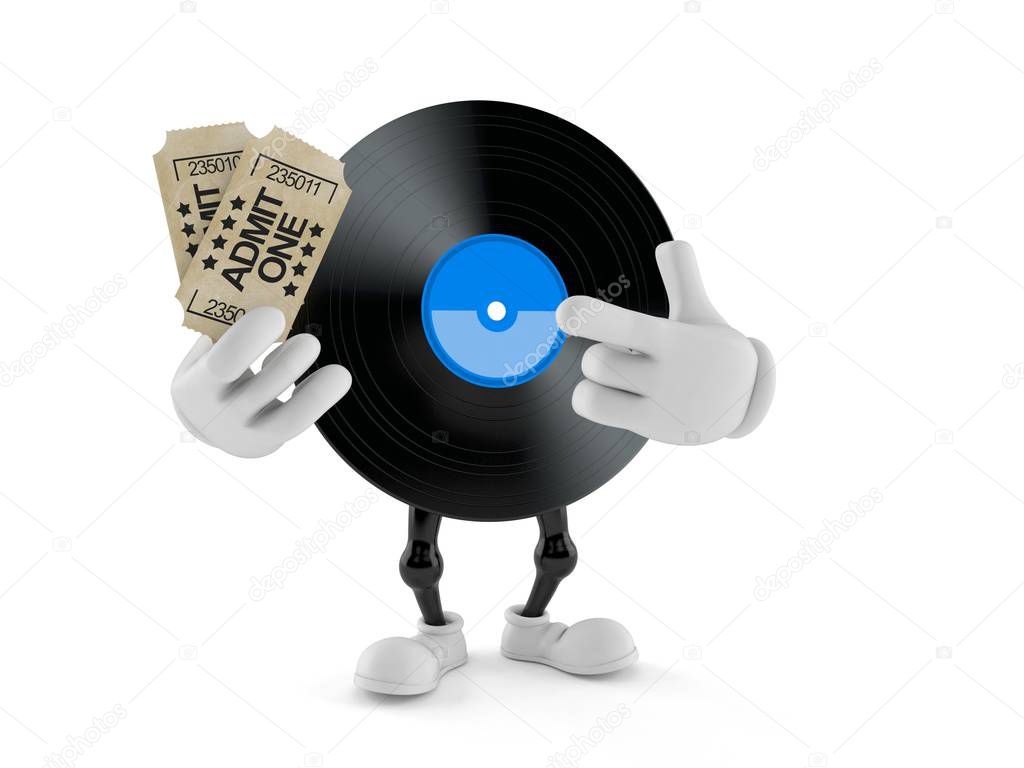 Vinyl character holding tickets