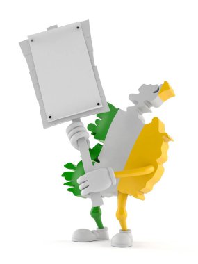 Ireland character holding protest sign