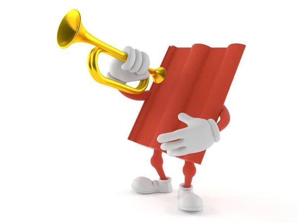 Dakpan karakter spelen van de trompet — Stockfoto