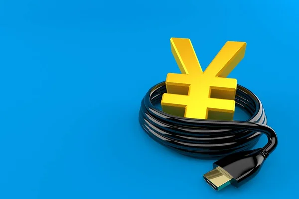Yen-Währung mit HDMI-Kabel — Stockfoto