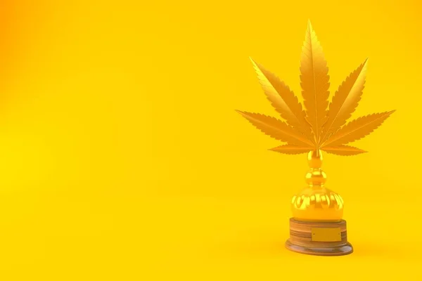 Goldene Trophäe für Cannabis-Blatt — Stockfoto