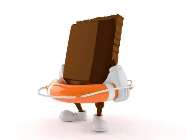 Personaje de chocolate sosteniendo boya de vida —  Fotos de Stock