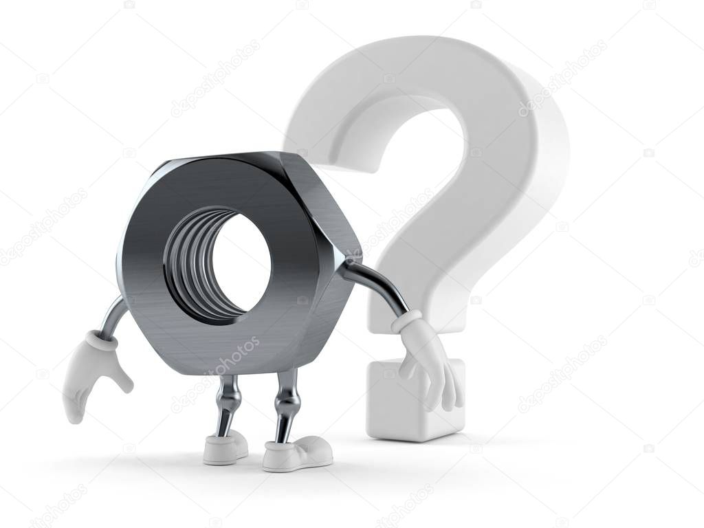 Nut character looking at question mark symbol