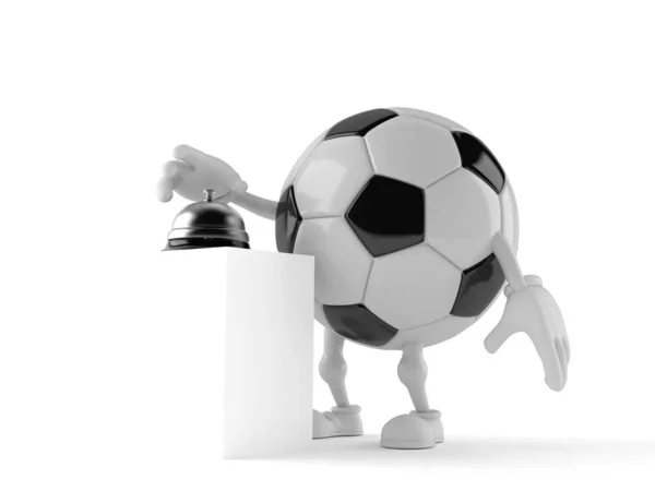 Soccer ball character with hotel bell — Stock Photo, Image