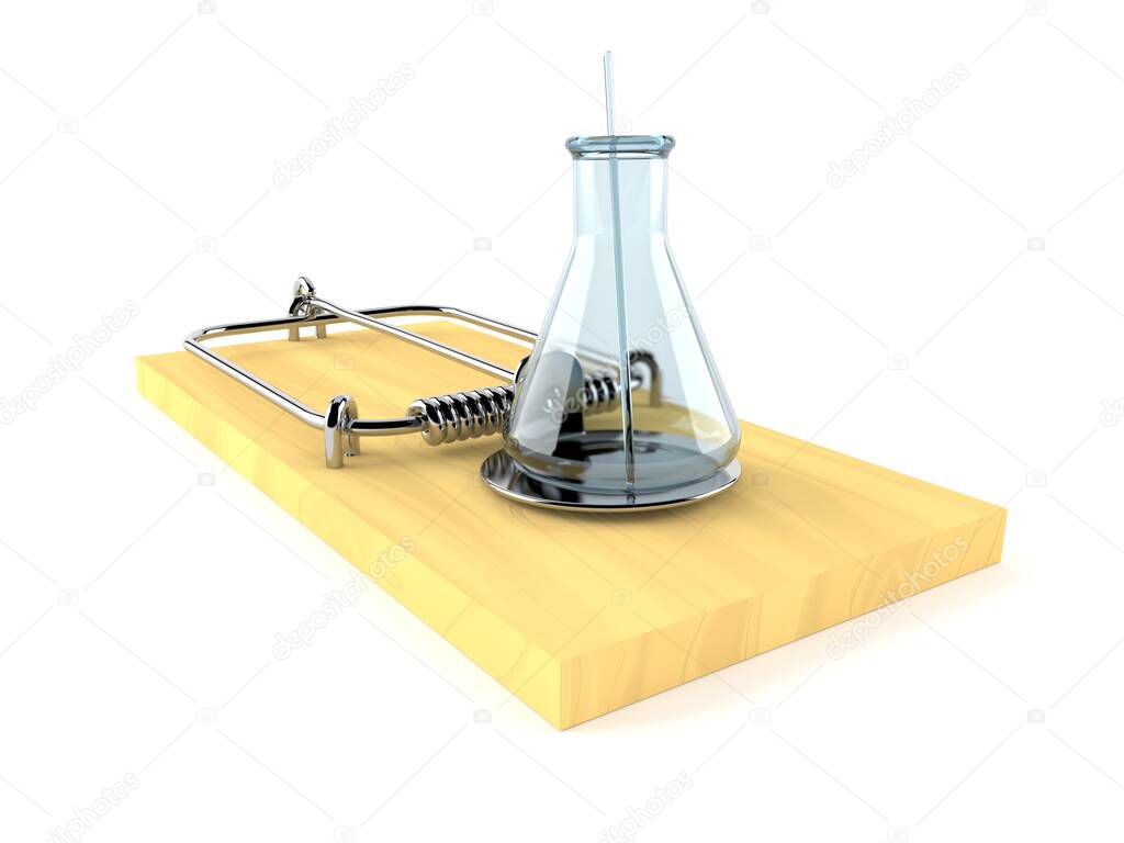 Chemistry flasks with mousetrap