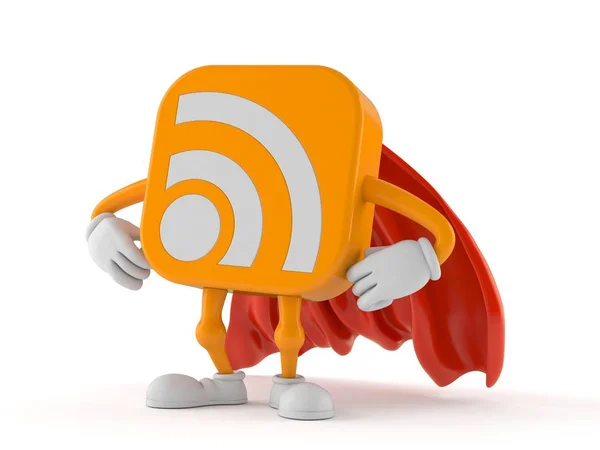 RSS icon character with hero cape — Stock Photo, Image
