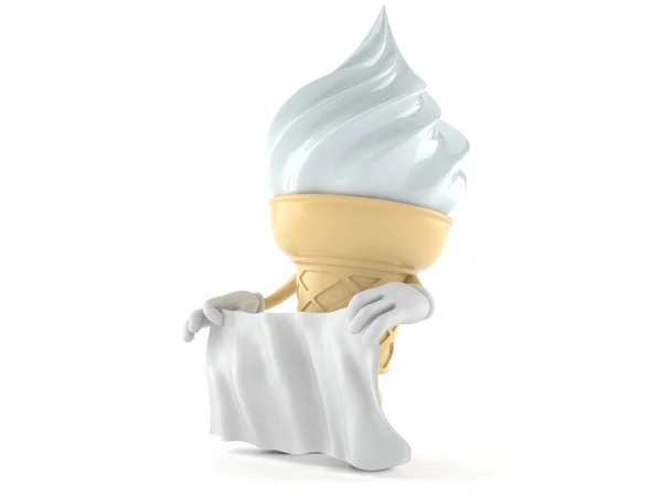 Ice cream character holding white sheet — 스톡 사진