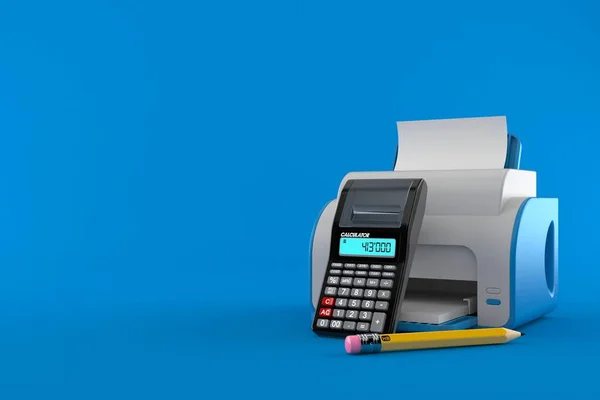 Drucker mit Taschenrechner und Bleistift — Stockfoto