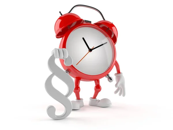 Caráter do relógio de alarme com símbolo de parágrafo — Fotografia de Stock