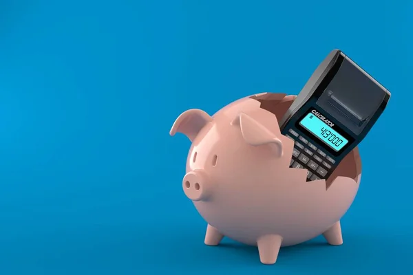 Banco porquinho com calculadora — Fotografia de Stock
