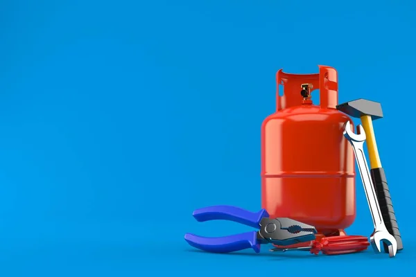 Propane bottle with work tools — Stock Photo, Image