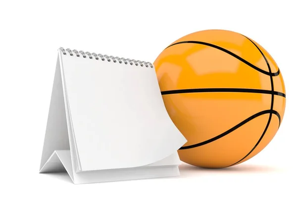 Bola de basquete com calendário em branco — Fotografia de Stock