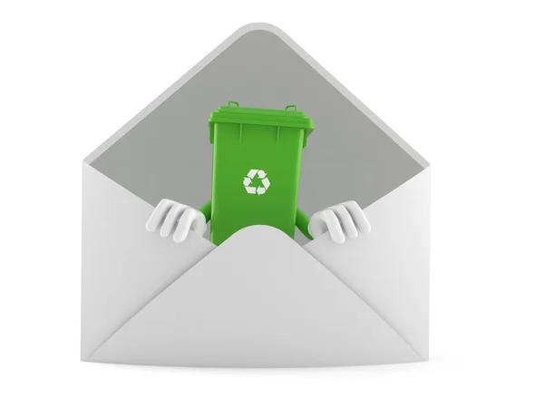 Dustbin character inside envelope — Stock Photo, Image
