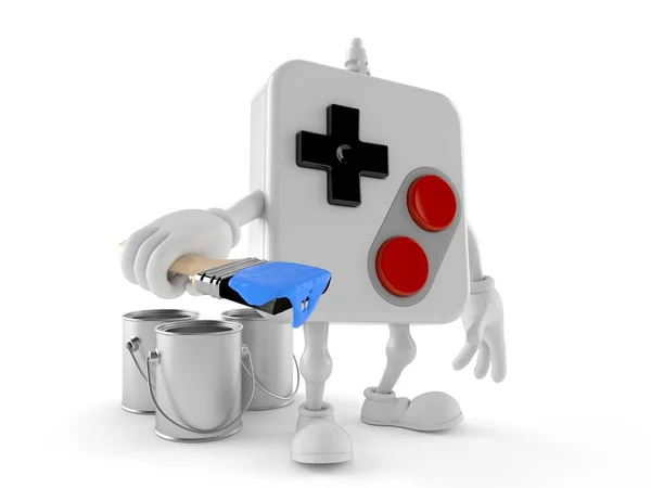 Gamepad character holding paintbrush — 스톡 사진