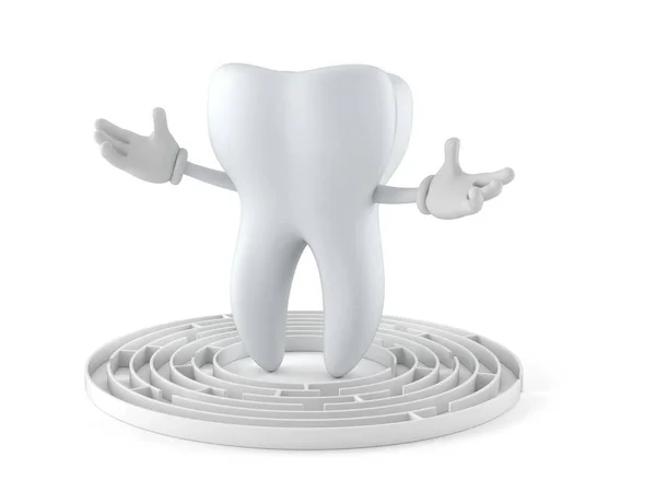 Tooth character inside maze — Stock Photo, Image