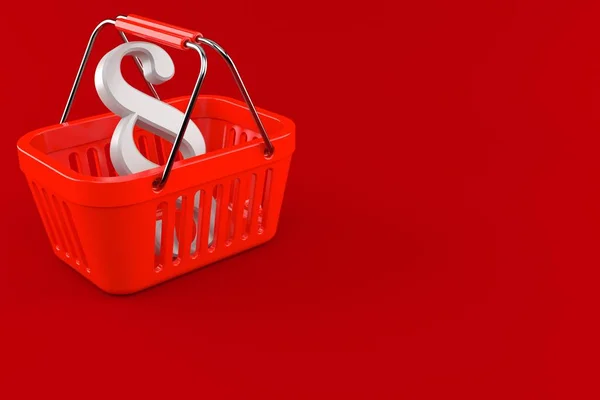 Paragraph Symbol Shopping Basket Isolated Red Background Illustration — 图库照片