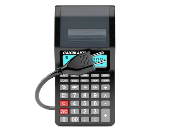 Calculator with electric plug — Stock Photo, Image