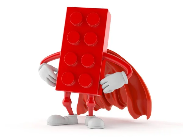 Postava bloku hraček s pláštěnkou hrdiny — Stock fotografie