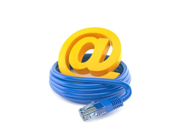 Символ електронної пошти з мережевим кабелем — стокове фото