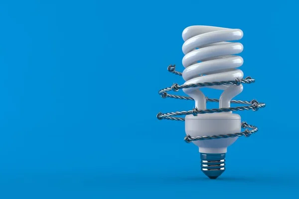 Light bulb cfl with barbed wire — Stock Photo, Image