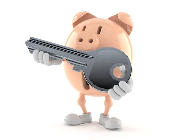 Piggy salvadanaio personaggio con chiave della porta — Foto Stock