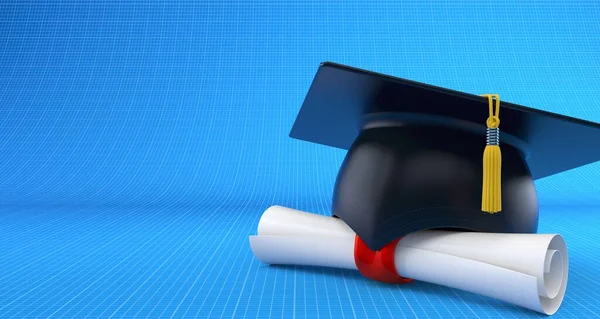 Mortarboard with certificate — Stock Photo, Image